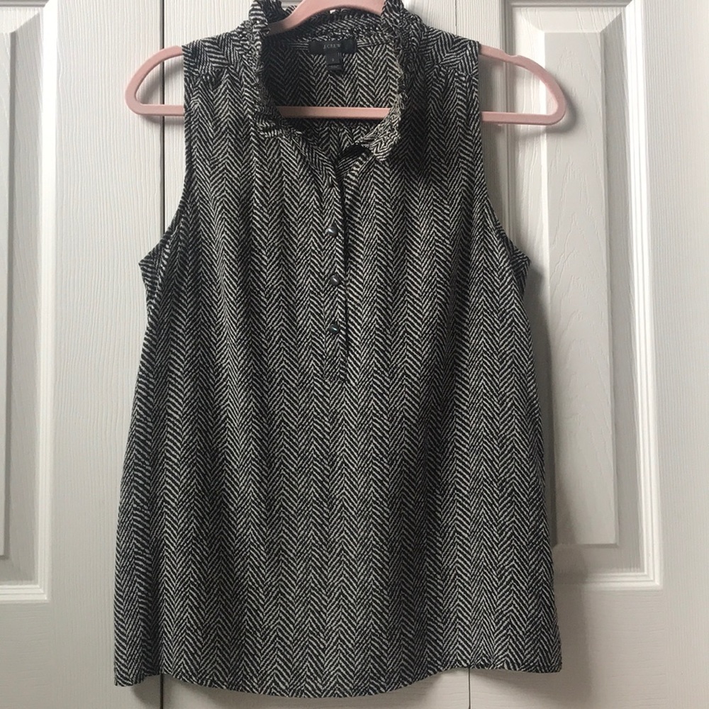 J. CREW 100% silk herringbone sleeveless blouse